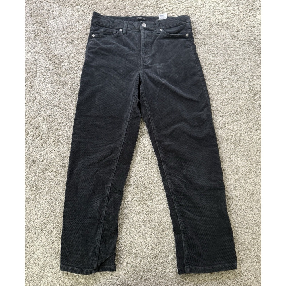 Banana Republic Women's Black Charcoal Corduroy Pants Straight Leg Office 27